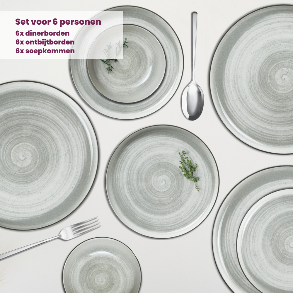 Cosy & Trendy Geschirrset Baltic Grey - 18-teilig / 6 Personen