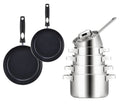 Sola Topfset Ruby 7-Teilig Premium Triply Edelstahl - Kochtopf ø 16, 18, 20 und 24 cm und Stielkasserolle ø 16 cm & BEKA Bratpfannen Pro Induc ø 24 & 28 cm