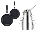Sola Topfset Ruby 7-Teilig Premium Triply Edelstahl - Kochtopf ø 16, 18, 20 und 24 cm und Stielkasserolle ø 16 cm & BEKA Bratpfannen Pro Induc ø 24 & 28 cm