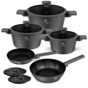 BerlingerHaus Topfset Matt Anthrazit 7-teilig - Kochtöpfe ø 20, 24, 28 cm, Bratpfannen ø 20 & 24 cm - geeignet für alle Wärmequellen