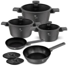 BerlingerHaus Topfset Matt Anthrazit 7-teilig - Kochtöpfe ø 20, 24, 28 cm, Bratpfannen ø 20 & 24 cm - geeignet für alle Wärmequellen