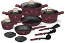 BerlingerHaus Topfset Matt Bordeaux 11-teilig - Kochtopf ø 20, 24, 28 cm, Bratpfanne ø 24, 28 cm & Stielkasserolle ø 16 cm - geeignet für alle Wärmequellen