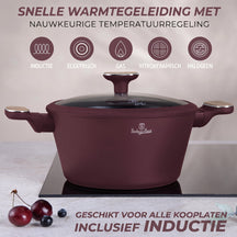 BerlingerHaus Topfset Nordic Matt Bordeaux 11-teilig - Kochtopf ø 20, 24, 28 cm, Bratpfanne ø 24, 28 cm & Stielkasserolle ø 16 cm - Geeignet für alle Wärmequellen
