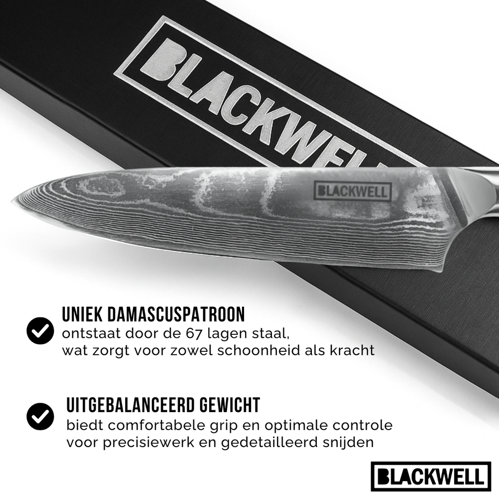 Blackwell Kochmesser im japanischen Stil - 67-lagiger Damaststahl - VG10 - 20 cm