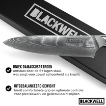 Blackwell Kochmesser im japanischen Stil - 67-lagiger Damaststahl - VG10 - 20 cm