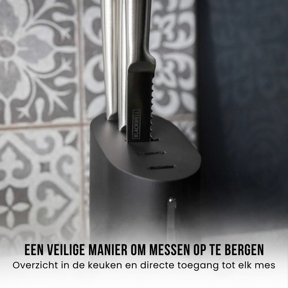 Blackwell Messerblock - Kochmesser, Brotmesser, Fleischmesser, Officemesser & Schälmesser 6-teilig