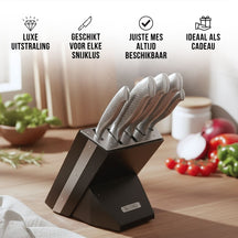 Blackwell Messerblock - Noire - Kochmesser, Santokumesser, Brotmesser, Officemesser & Schälmesser 6-teilig