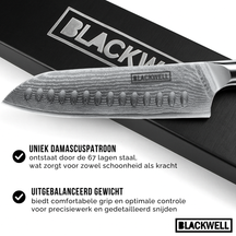 Blackwell Santokumesser im japanischen Stil – 67 Lagen Damaszenerstahl – VG10 – 19 cm