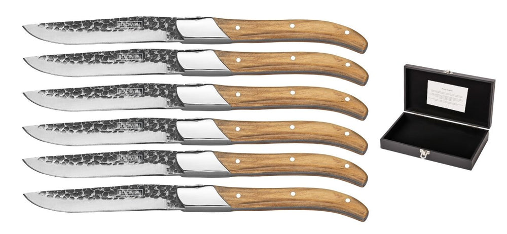 Blackwell Steakmesser Laguiole - Raw Black - Olivenholz - 6 Stück