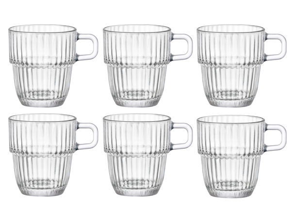 Bormioli Rocco Kaffeetassen mit Henkel - Stapelbar - Barshine 185 ml - 6 Stück