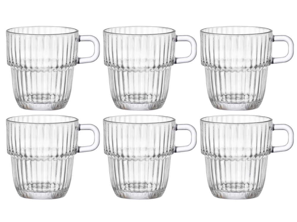 Bormioli Rocco Teegläser - Kaffeetassen mit Henkel - Stapelbar - Barshine 250 ml - 6 Stück