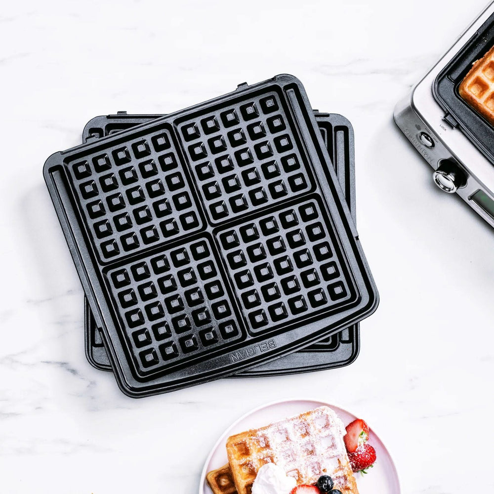 GreenPan Waffeleisen - Edelstahl - inklusive 2 Sets Waffelplatten - Keramische Antihaftbeschichtung