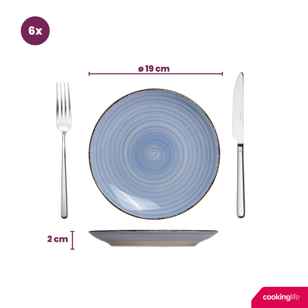 Cookinglife Frühstücksteller / Dessertteller Delice Blau ø 19 cm - 6 Stück
