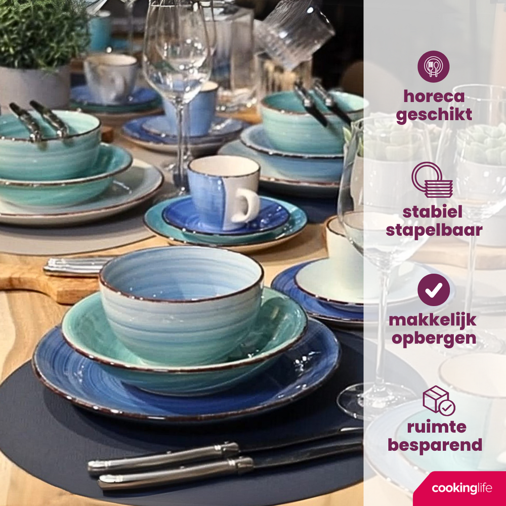 Cookinglife Tiefe Teller / Pastateller Delice Blau ø 21 cm - 6 Stück