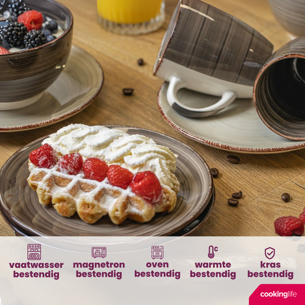 Cookinglife Frühstücksteller / Dessertteller Delice Grau ø 19 cm - 6 Stück