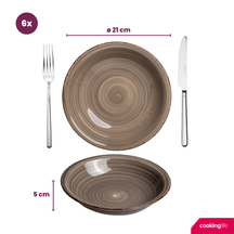 Cookinglife Tiefe Teller / Pastateller Delice Grau ø 21 cm - 6 Stück