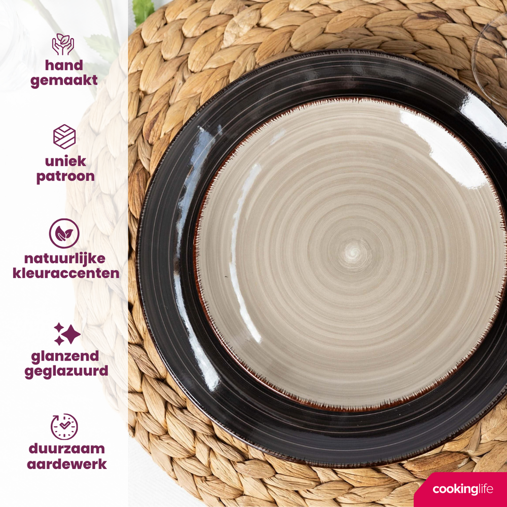 Cookinglife Frühstücksteller / Dessertteller Delice Grau ø 19 cm - 6 Stück