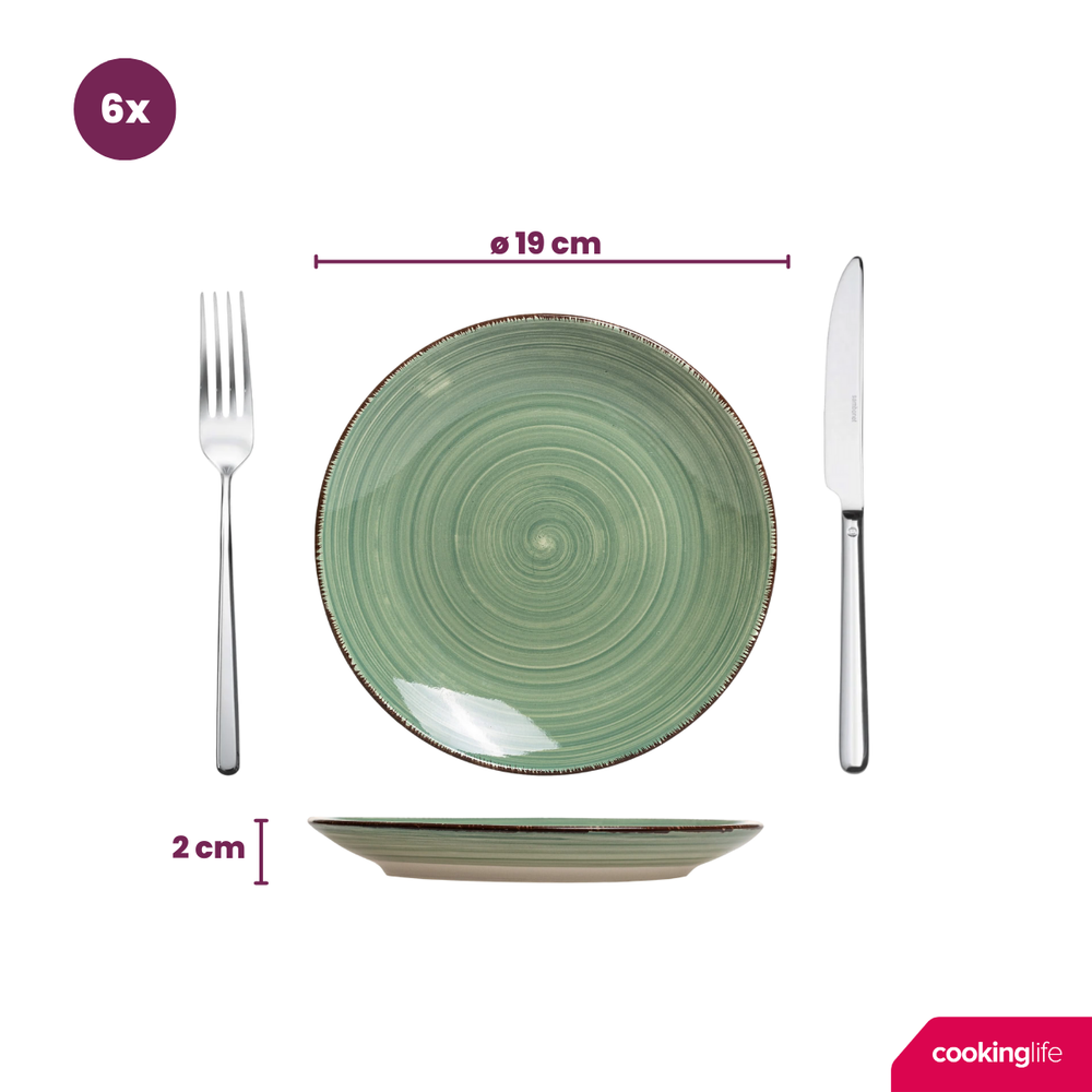 Cookinglife Geschirrset Delice Grün 18-teilig / 6 Personen - 6 Speiseteller, 6 Suppenteller und 6 Frühstücksteller
