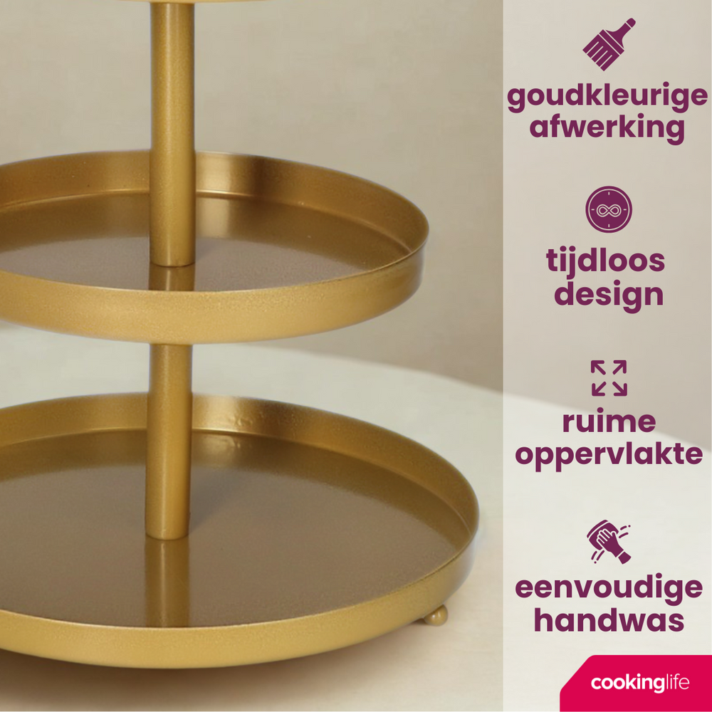 Cookinglife Etagere Metall / Gold - ø 15, 20 & 25 cm - 3 Ebenen