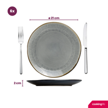 Cookinglife Geschirrset  Nola Warm Grey - 18-teilig / 6 Personen - 6 Speiseteller, 6 Frühstücksteller und 6 Schalen