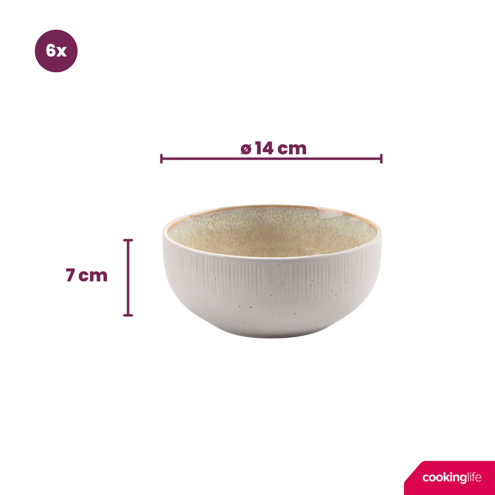 Cookinglife Kommen Nola Sand ø 14 cm - 6 Stuks