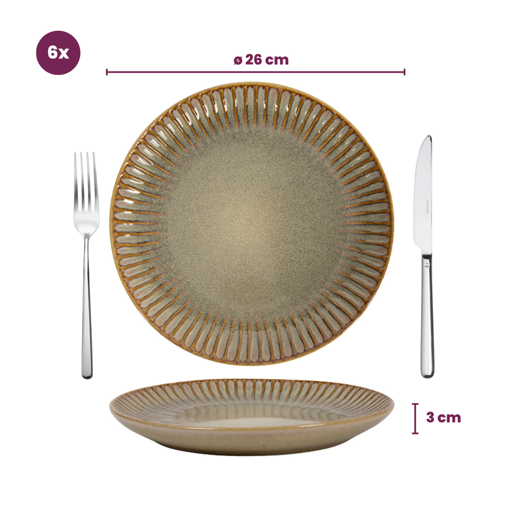 Cookinglife Geschirrset Aqua Maris 18-teilig / 6 Personen - 6 Speiseteller, 6 Frühstücksteller und 6 Schalen