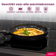 Cookinglife Pfannenset Black Cera 3-teilig - Wokpfanne ø 28 cm + Bratpfannen ø 24 & 28 cm - geeignet für alle Wärmequellen - keramische Antihaftbeschichtung