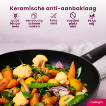 Cookinglife Pfannenset Black Cera 3-teilig - Wokpfanne ø 28 cm + Bratpfannen ø 24 & 28 cm - geeignet für alle Wärmequellen - keramische Antihaftbeschichtung