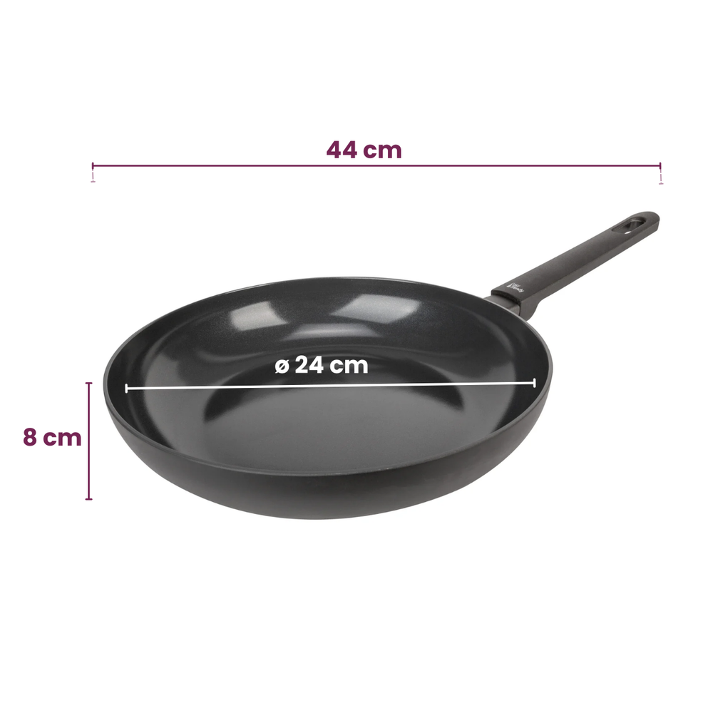 Cookinglife Pfannenset Black Cera 3-teilig - Wokpfanne ø 28 cm + Bratpfannen ø 24 & 28 cm - geeignet für alle Wärmequellen - keramische Antihaftbeschichtung