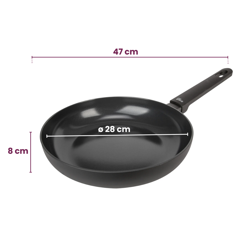 Cookinglife Pfannenset Black Cera 3-teilig - Wokpfanne ø 28 cm + Bratpfannen ø 24 & 28 cm - geeignet für alle Wärmequellen - keramische Antihaftbeschichtung