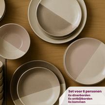 Cookinglife Geschirrset Leem 18-teilig / 6 Personen - 6 Speiseteller, 6 Frühstücksteller und 6 Schalen