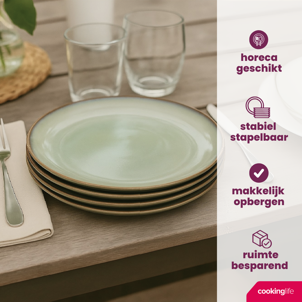 Cookinglife Frühstücksteller / Dessertteller Sabi Grün ø 21 cm - 6 Stück