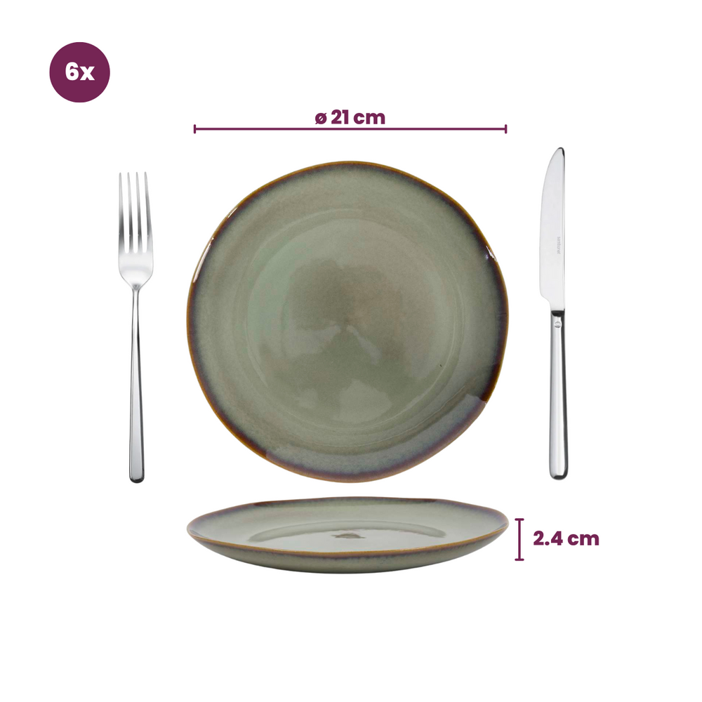Cookinglife Frühstücksteller / Dessertteller Sabi Grün ø 21 cm - 6 Stück