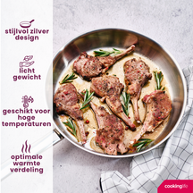 Cookinglife Bratpfannenset Superior Triply Edelstahl 3-teilig - ø 20, 24 & 28 cm - geeignet für alle Wärmequellen - ohne Antihaftbeschichtung