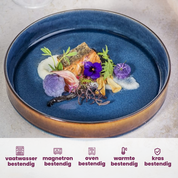 Cosy & Trendy Geschirrset Quintana Blue 18-teilig / 6 Personen - 6 Speiseteller, 6 Suppenteller und 6 Frühstücksteller
