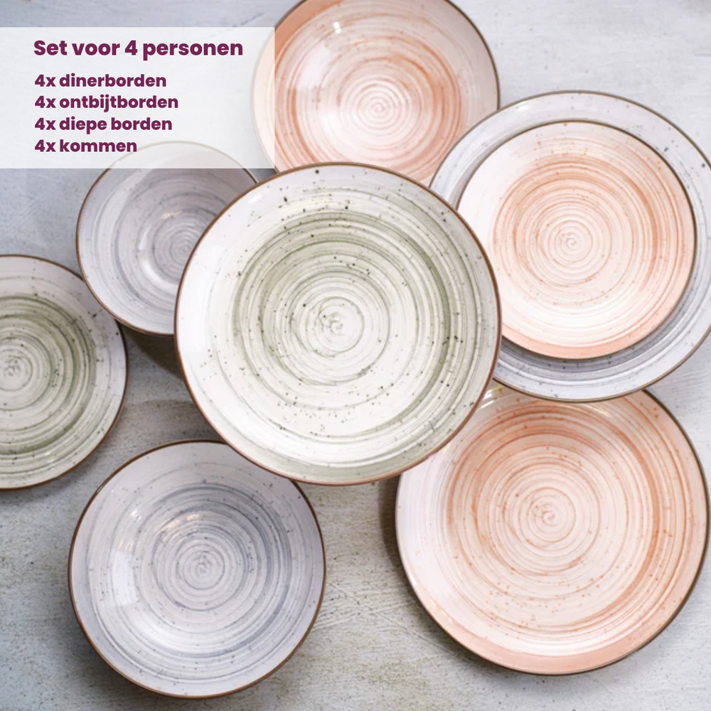 Cosy & Trendy Geschirrset Sintra Ivy Green 16-teilig / 4 Personen