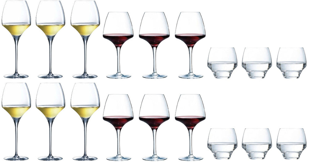 Chef &amp; Sommelier Weinglas-Set Open Up (Rotweingläser &amp; Weißweingläser &amp; Wassergläser) – 18-teiliges Set – 6 Rotweingläser, 6 Weißweingläser und 6 Wassergläser