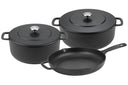 Combekk Topfset Gusseisen Schwarz 3-teilig - Bräter ø 24, 28 cm & Bratpfanne ø 26 cm