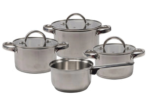 Cookinglife Topfset 4-teilig Edelstahl - Kochtopf ø 16, 18, 20 cm & Stielkasserolle ø 16 cm - geeignet für alle Wärmequellen