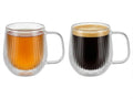 Cookinglife Doppelwandige Cappuccino- / Teegläser mit Henkel Lines - 250 ml - 2 Stück