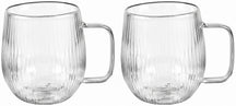 Cookinglife Doppelwandige Kaffee- / Teegläser mit Henkel Lines - 350 ml - 2 Stück