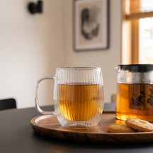 Cookinglife Doppelwandige Kaffee- / Teegläser mit Henkel Lines - 350 ml - 2 Stück