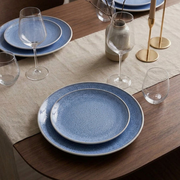 Cookinglife Geschirrset Nola Blau 18-teilig / 6 Personen - 6 Speiseteller, 6 Frühstücksteller und 6 Schalen