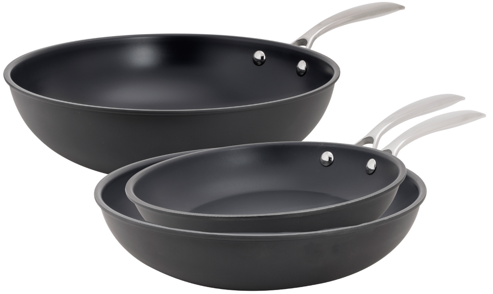 Cookinglife Pannenset Revolt 3-delig - Wokpfanne ø 28 cm + Koekenpan ø 24 & 28 cm - geeignet für alle Wärmequellen - keramische anti-aanbaklaag