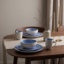 Cookinglife Geschirrset Nola Blau 18-teilig / 6 Personen - 6 Speiseteller, 6 Frühstücksteller und 6 Schalen