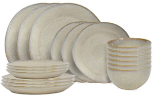 Cookinglife Geschirrset Linen Beige 18-teilig / 6 Personen - 6 Speiseteller, 6 Frühstücksteller und 6 Schalen