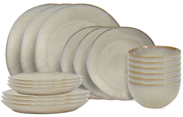 Cookinglife Geschirrset Linen Beige 18-teilig / 6 Personen - 6 Speiseteller, 6 Frühstücksteller und 6 Schalen