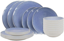 Cookinglife Geschirrset Nola Blau 18-teilig / 6 Personen - 6 Speiseteller, 6 Frühstücksteller und 6 Schalen