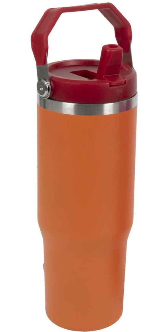 Cookinglife Thermobecher mit Strohhalm - Tumbler - Orange - 900 ml