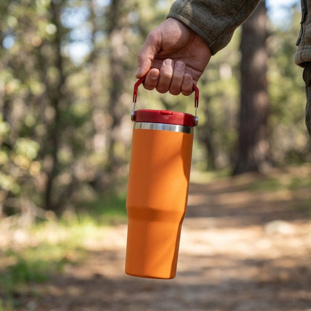 Cookinglife Thermobecher mit Strohhalm - Tumbler - Orange - 900 ml
